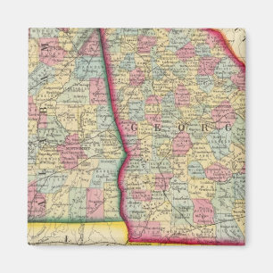 County Map of Georgia en Alabama Magneet