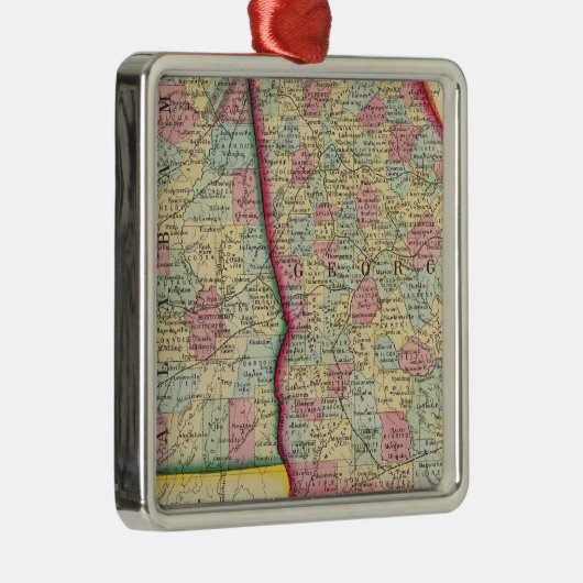 County Map of Georgia en Alabama Metalen Ornament (Rechts)
