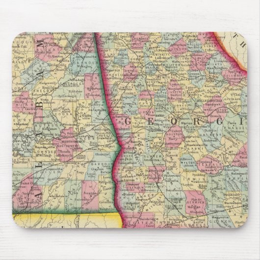 County Map of Georgia en Alabama Muismat (Voorkant)