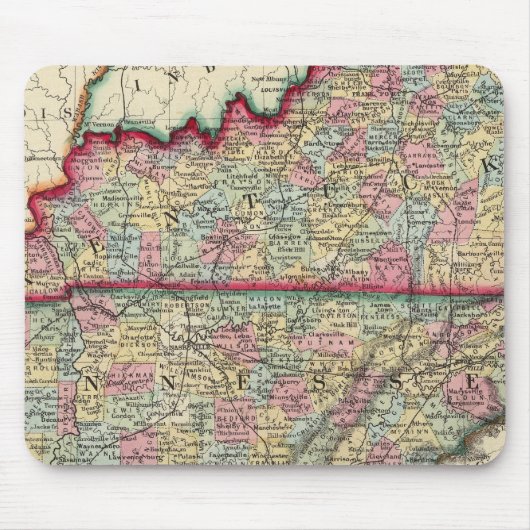 County Map of Kentucky en Tennessee Muismat (Voorkant)