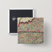 County Map of Kentucky en Tennessee Vierkante Button 5,1 Cm (Voorkant /achterkant)