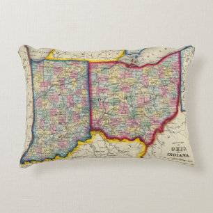 County Map of Ohio, en Indiana Accent Kussen