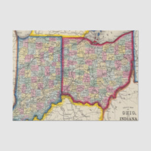 County Map of Ohio, en Indiana Tissuepapier