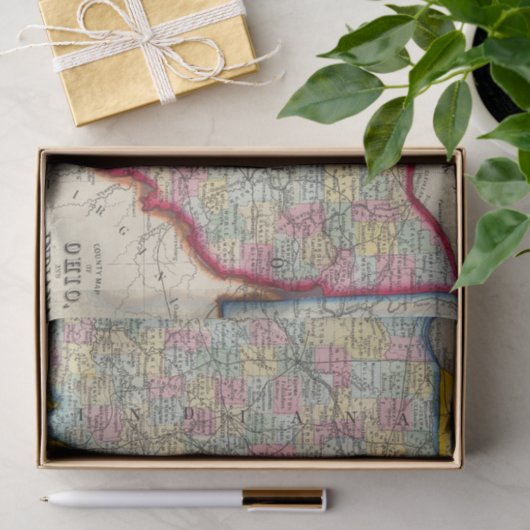County Map of Ohio, en Indiana Tissuepapier (Geschenk)