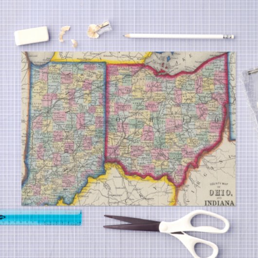 County Map of Ohio, en Indiana Tissuepapier (Craft)