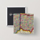 County Map of Ohio, en Indiana Vierkante Button 5,1 Cm (Voorkant /achterkant)