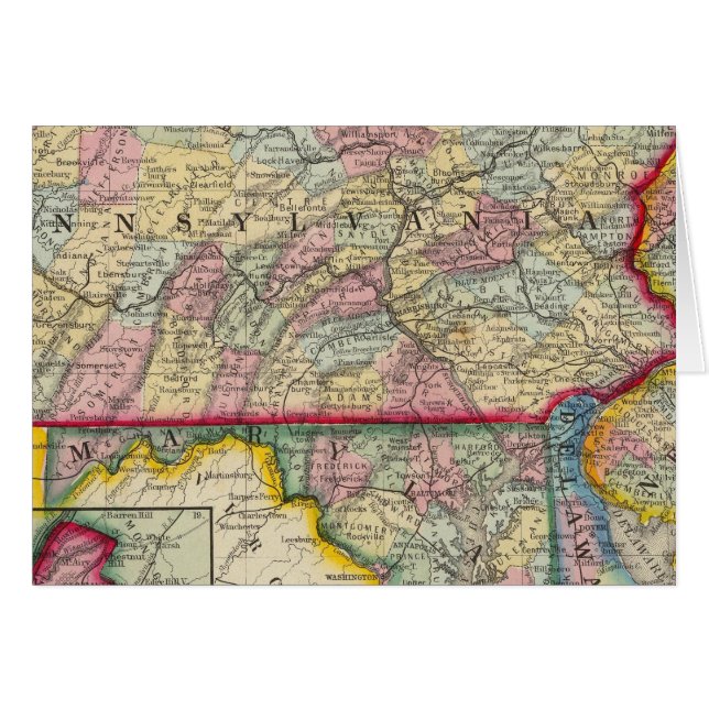 County Map of Pennsylvania, New Jersey (Voorkant Horizontaal)