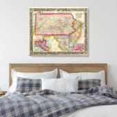 County Map of Pennsylvania, New Jersey Canvas Afdruk (Insitu (Slaapkamer))