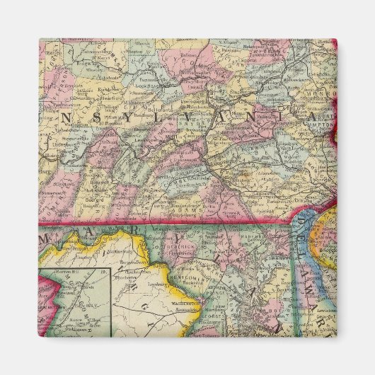 County Map of Pennsylvania, New Jersey Magneet (Voorkant)