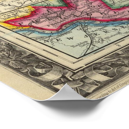 County Map of Pennsylvania, New Jersey Poster (Hoek)