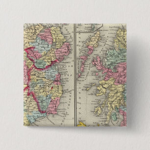 County Map of Scotland Vierkante Button 5,1 Cm