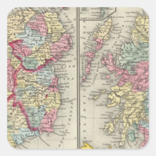 County Map of Scotland Vierkante Sticker