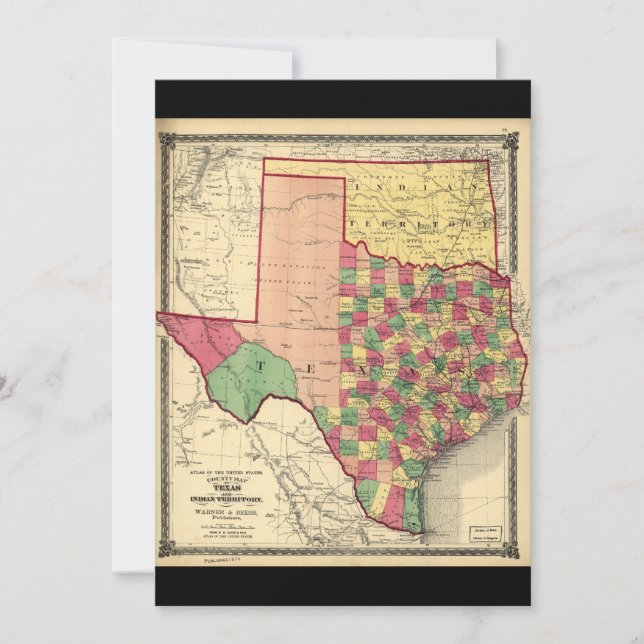 County Map of Texas and Indian Territory (1874) (Voorkant)