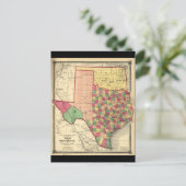 County Map of Texas and Indian Territory (1874) Briefkaart (Staand voorkant)