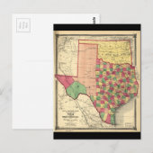 County Map of Texas and Indian Territory (1874) Briefkaart (Voorkant / Achterkant)