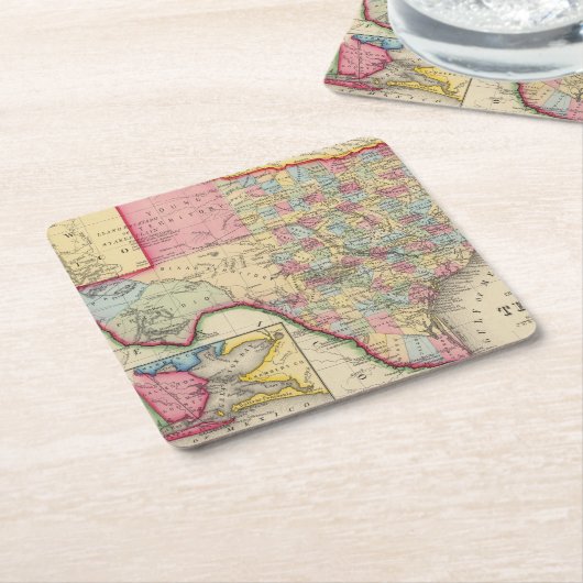 County Map of Texas Kartonnen Onderzetters (Schuin)