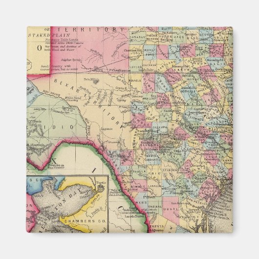 County Map of Texas Magneet (Voorkant)