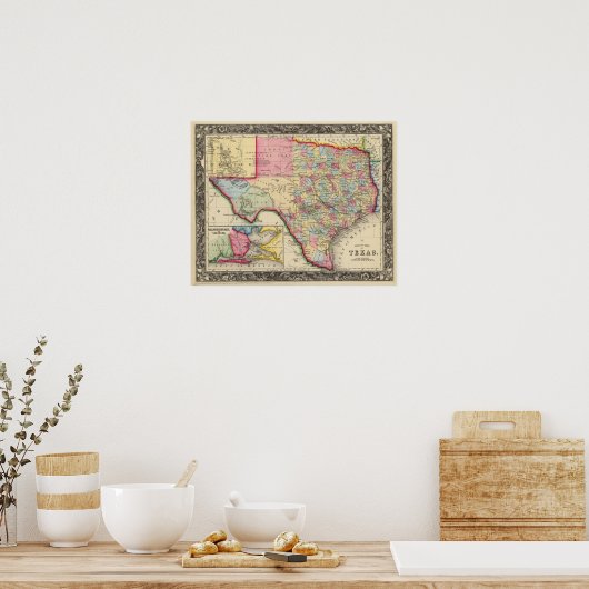 County Map of Texas Poster (Keuken)
