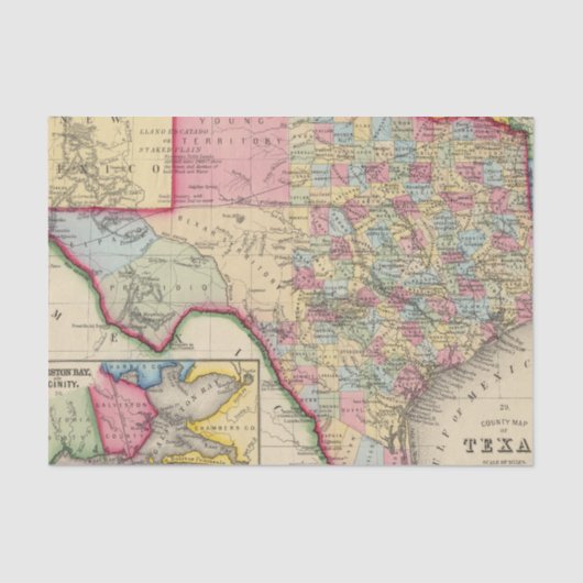 County Map of Texas Tissuepapier (Voorkant)