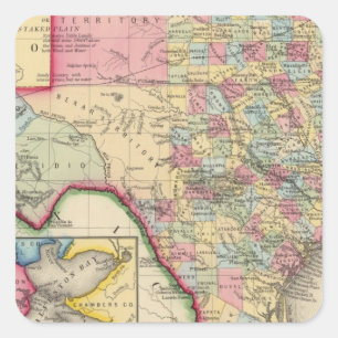 County Map of Texas Vierkante Sticker