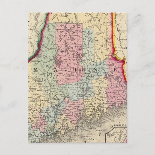 County Map of the State of Maine Briefkaart (Voorkant)