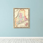 County Map of the State of Maine Canvas Afdruk (Insitu (Houten vloer))