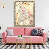 County Map of the State of Maine Canvas Afdruk (Insitu (Woonkamer))