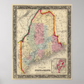 County Map of the State of Maine Poster (Voorkant)