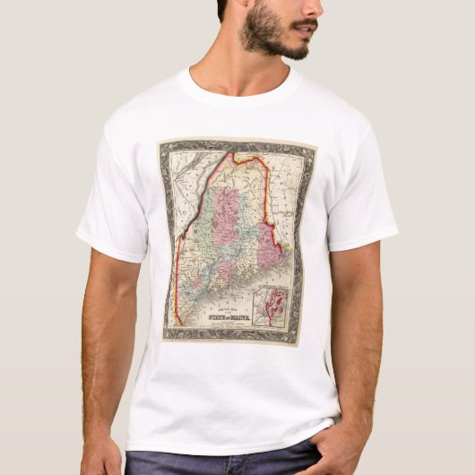County Map of the State of Maine T-shirt (Voorkant)
