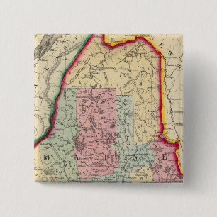 County Map of the State of Maine Vierkante Button 5,1 Cm