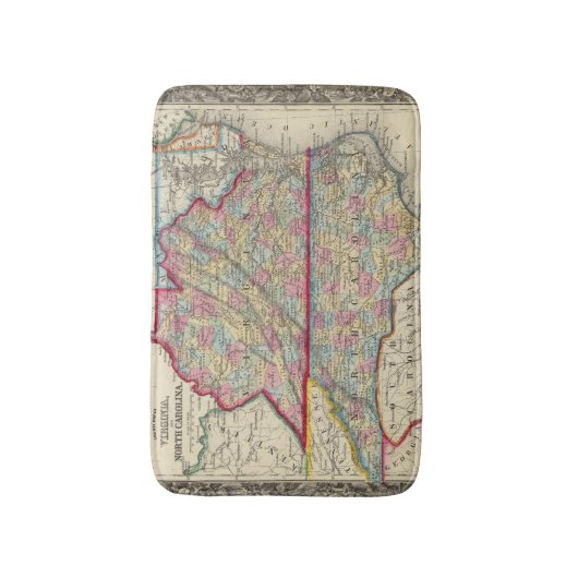 County Map of Virginia en North Carolina Badmat (Voorkant Verticaal)