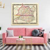 County Map of Virginia en North Carolina Canvas Afdruk (Insitu (Woonkamer))