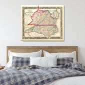 County Map of Virginia en North Carolina Canvas Afdruk (Insitu (Slaapkamer))
