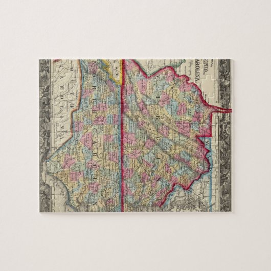 County Map of Virginia en North Carolina Legpuzzel (Horizontaal)