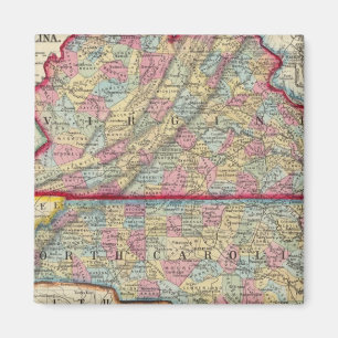 County Map of Virginia en North Carolina Magneet