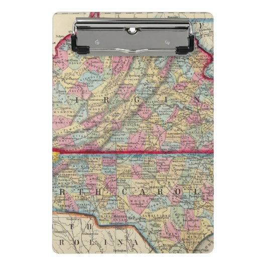 County Map of Virginia en North Carolina Mini Klembord (Voorkant)