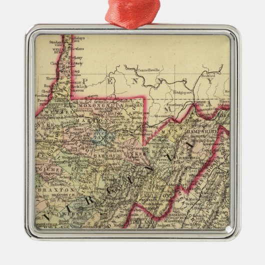 County map West Virginia Metalen Ornament (Voorkant)