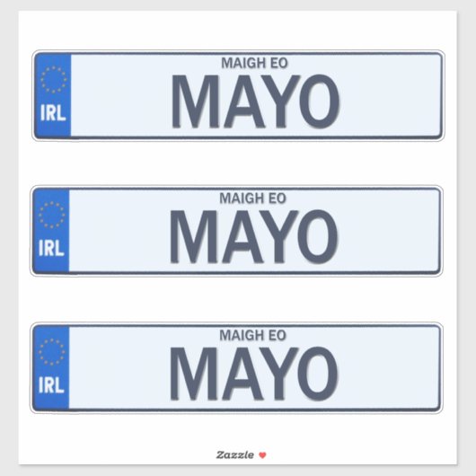 County Mayo Iers Reg Bord Decal Stickers x 3 (Vel)