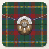 County Mayo Irish Tartan en Sporran Kartonnen Onderzetters (Voorkant)