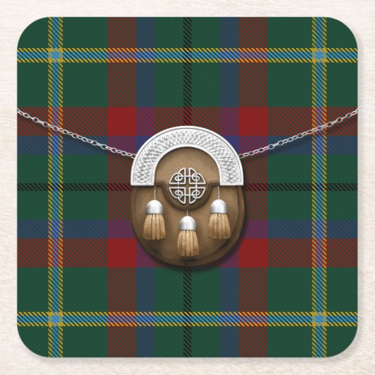 County Mayo Irish Tartan en Sporran Kartonnen Onderzetters (Voorkant)