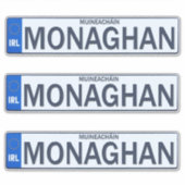 County Monaghan Iers Reg Bord Decal Stickers x 3 (Voorkant)