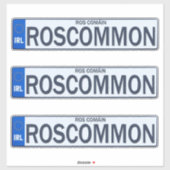 County Roscommon Irish Reg Bord Decal Stickers x3 (Vel)