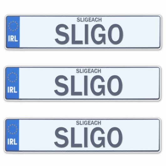 County Sligo Iers Reg Bord Decal Stickers x3 (Voorkant)