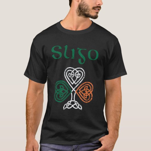 County Sligo Shamrock Ierland vlag Craic en Ceol T-shirt (Voorkant)
