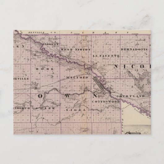 County's Brown en Nicollet, Minnesota Briefkaart (Voorkant)
