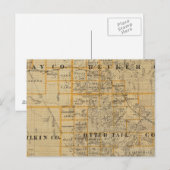 County's Clay, Wilkin, Becker en Minnesota Briefkaart (Voorkant / Achterkant)