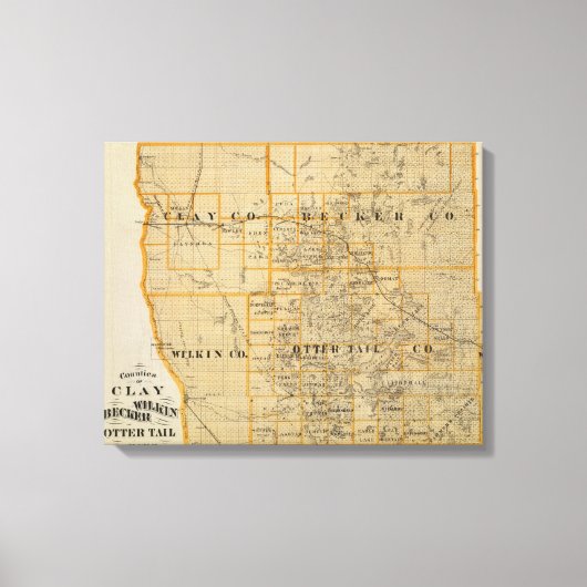 County's Clay, Wilkin, Becker en Minnesota Canvas Afdruk (Voorkant)