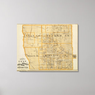 County's Clay, Wilkin, Becker en Minnesota Canvas Afdruk