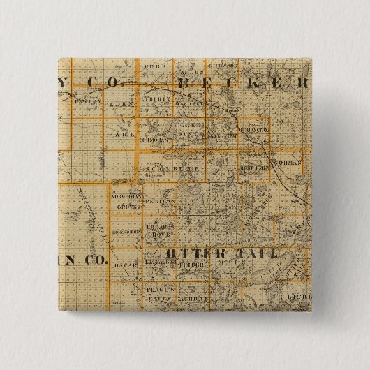 County's Clay, Wilkin, Becker en Minnesota Vierkante Button 5,1 Cm (Voorkant)