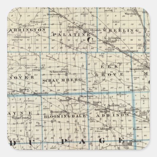 County's Kane, Du Page en bijna alle Cook Vierkante Sticker (Voorkant)